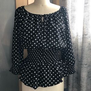Daniel Rainn Polkadot cinched waist blouse